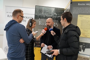Konferencja prasowa na temat obchodów 100. rocznicy odzyskania niepodległości zorganizowanych przez Oddział IPN w Katowicach.