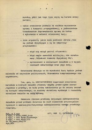 Notatka z 14 II 1979 r. z narady przedstawicieli KWMO Katowice i MSW w sprawie ustalenia wyroku dla K. Świtonia (AIPN Ka 048/916, t. 5, k. 226–227).