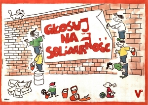 Plakat wyborczy Komitetu Obywatelskiego Solidarność kolportowany na terenie Gliwic w maju i na początku czerwca 1989 r. (Zbiory ŚCWiS.).
