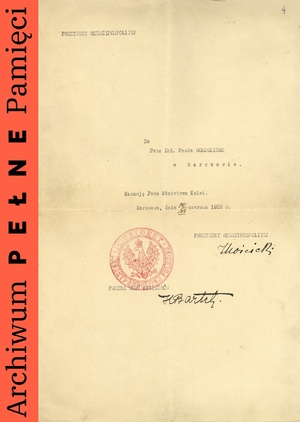 Nominacja Pawła Romockiego na Ministra Kolei, Warszawa, 14 VI 1926 r.