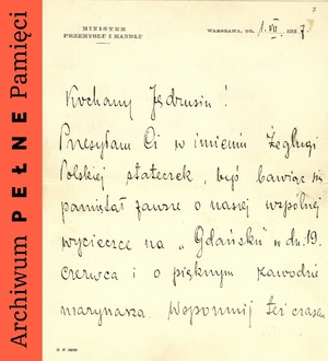 List Eugeniusza Kwiatkowskiego do Andrzeja Romockiego, Warszawa, 1 VII 1927 r., str. 1