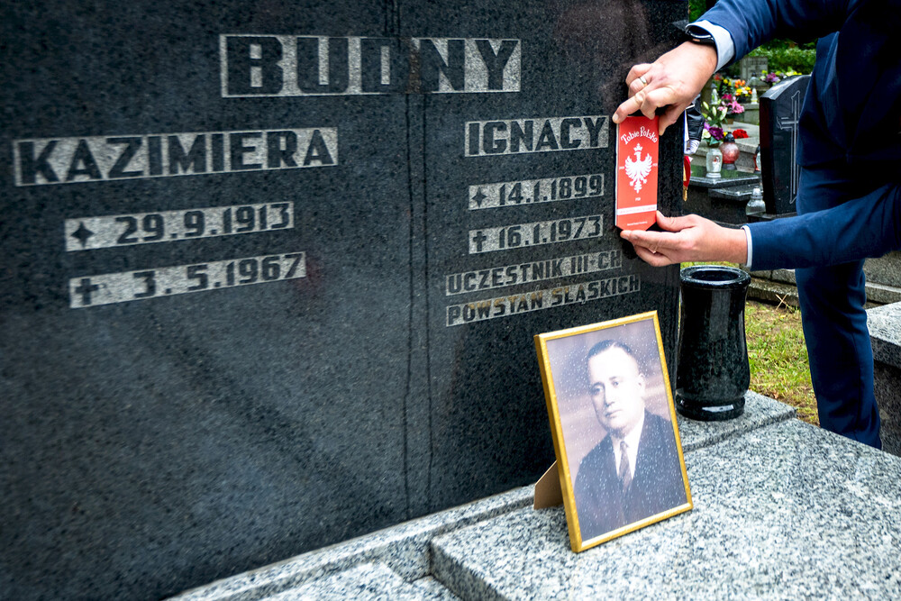 Uroczystość oznaczenia grobu powstańca śląskiego śp. ppor. Ignacego Budnego znakiem pamięci „Tobie Polsko” - Gliwice, 10 czerwca 2024. Fot.: IPN K. Łojko