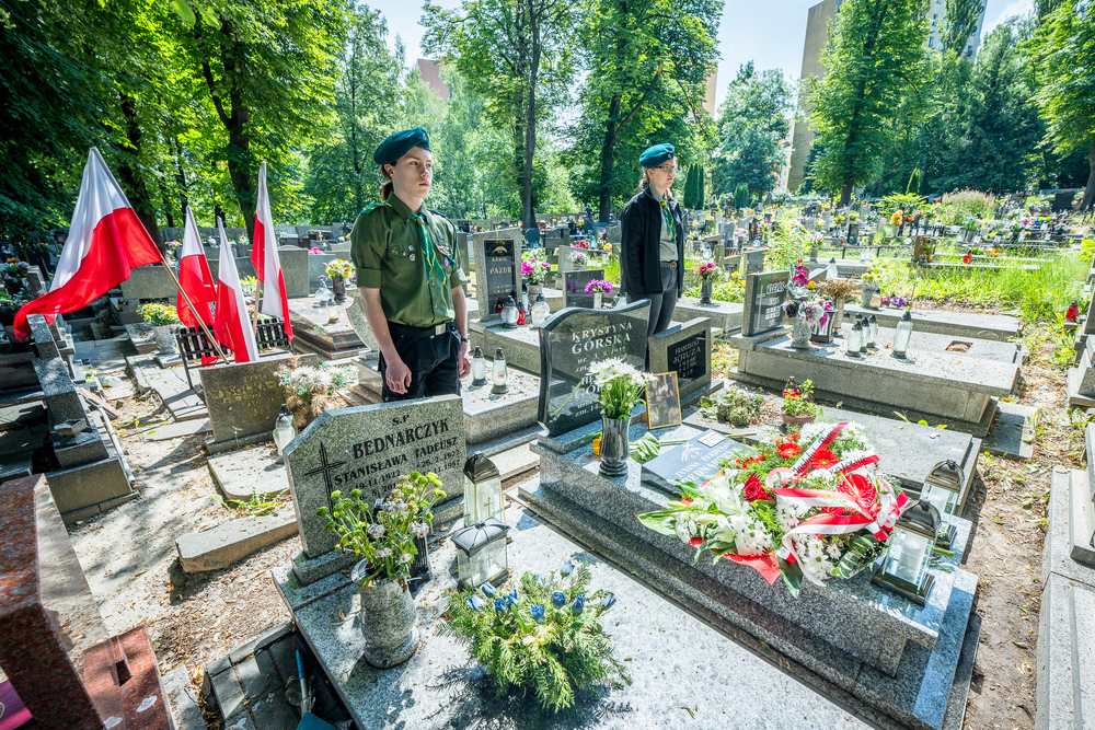 Uroczystość oznaczenia grobu powstańca śląskiego śp. Ferdynanda Bednarczyka znakiem pamięci „Tobie Polsko” – Siemianowice Śląskie, 14 czerwca 2024. Fot.: IPN K. Łojko