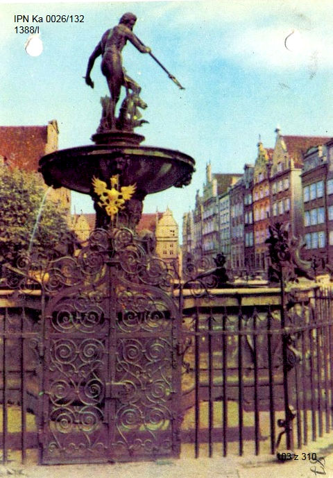 3 – Gdańsk, fontanna Neptuna, 1969 r. (wg fotografii barwnej T. Bilińskiego, wyd. Biuro Wydawnicze „Ruch”; IPN Ka 0026/132)