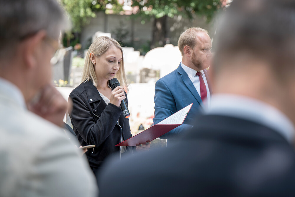 Uroczystość oznaczenia grobu powstańca śląskiego śp. Franciszka Poloczka znakiem pamięci „Tobie Polsko” – Katowice, 5 lipca 2024. Fot.: IPN K. Łojko