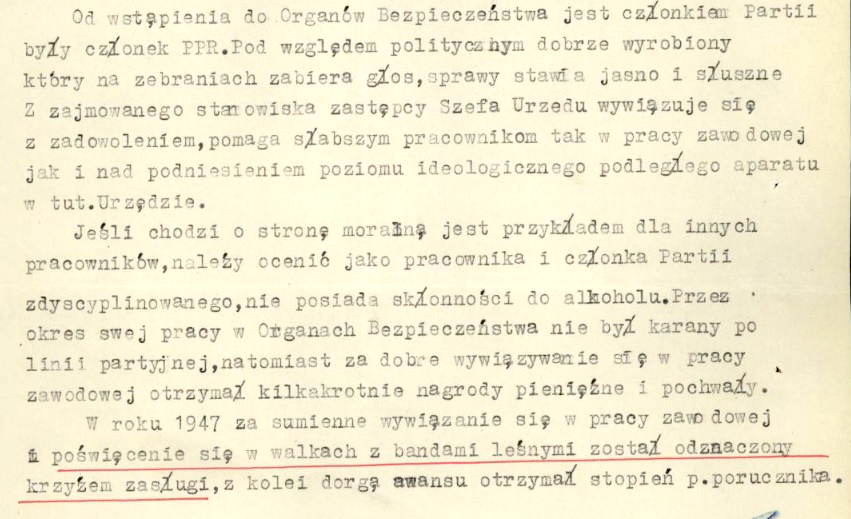 Charakterystyka Feliksa D., wydana przez Komitet Powiatowy PZPR w Lublińcu, wrzesień 1953 r.