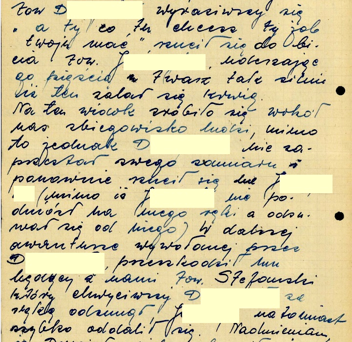 Fragment notatki z zajścia podczas dożynek w Lublińcu, wrzesień 1956 r.