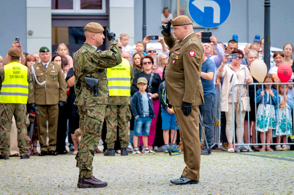 Uroczysta przysięga żołnierzy WOT w Sosnowcu – Sosnowiec, 7 lipiec 2024. Fot.: IPN K. Łojko