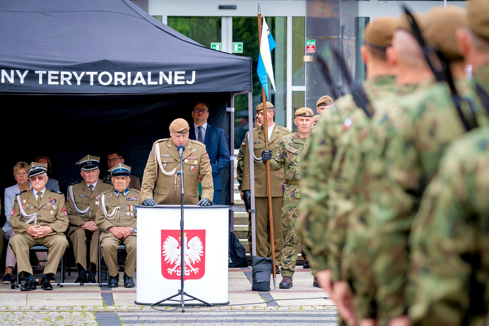 Uroczysta przysięga żołnierzy WOT w Sosnowcu – Sosnowiec, 7 lipiec 2024. Fot.: IPN K. Łojko