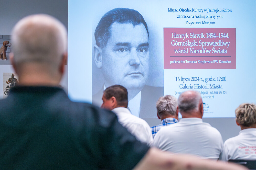 Prelekcja dr. Tomasza Kurpierza „Henryk Sławik 1894-1944. Górnośląski Sprawiedliwy wśród Narodów Świata” – 7. edycja Przystanku Muzeum w Galerii Historii Miasta – Jastrzębie-Zdrój, 16 lipca 2024. Fot.: IPN K. Łojko