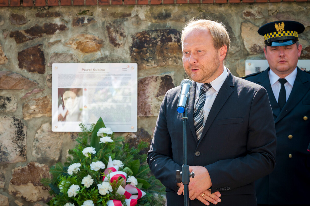 Odsłonięcie tablicy upamiętniającej Pawła Kubinę – Ruda Śląska, 28 sierpnia 2024. Fot.: IPN K. Łojko