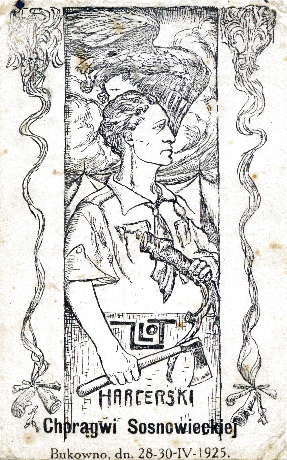 Pocztówka wydana przez 1 ZDH podczas zlotu Chorągwi Sosnowieckiej w Bukownie, 1925 r. (IPN Ka 454/194, t. 2)