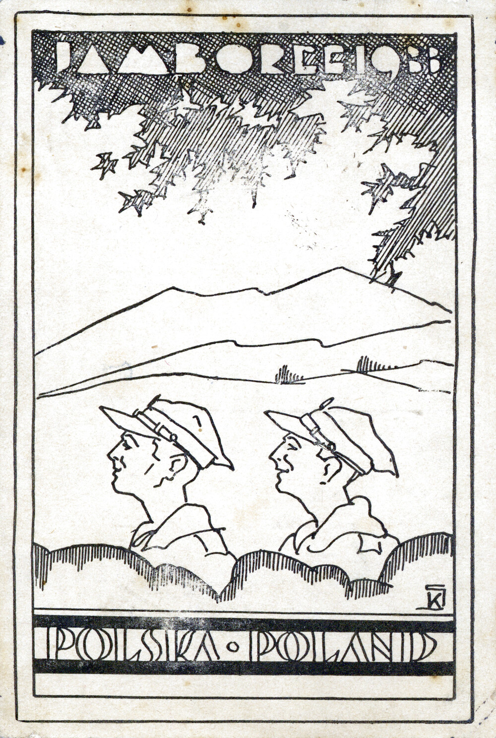 Pocztówka wydana przez 1 ZDH podczas Jamboree Skautowego na Węgrzech, 1933 r. (IPN Ka 454/194, t. 2)