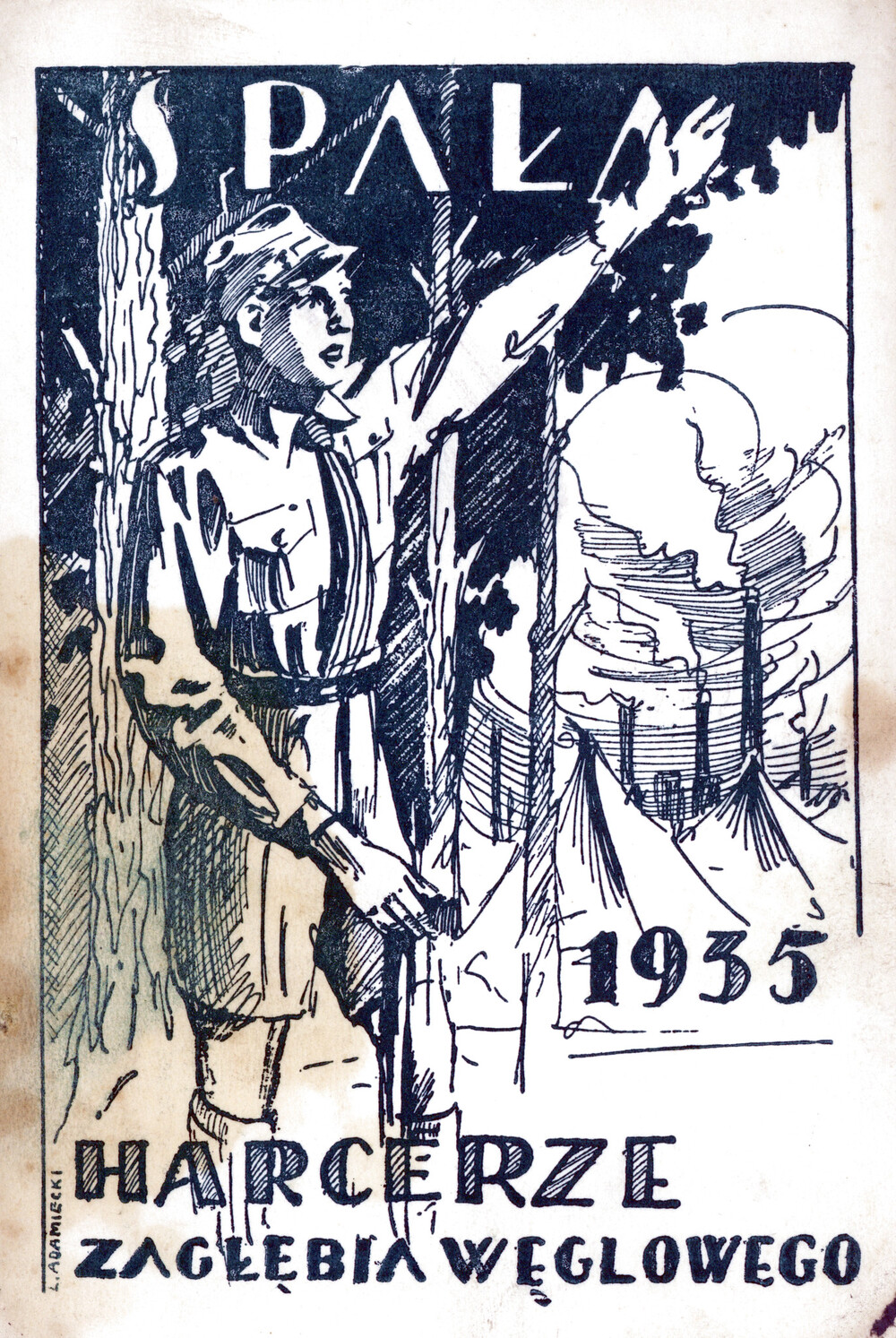 Pocztówka wydana przez 1 ZDH przy okazji zlotu w Spale, 1935 r., możliwy autor: L. Adamiecki (IPN Ka 454/194, t. 2)