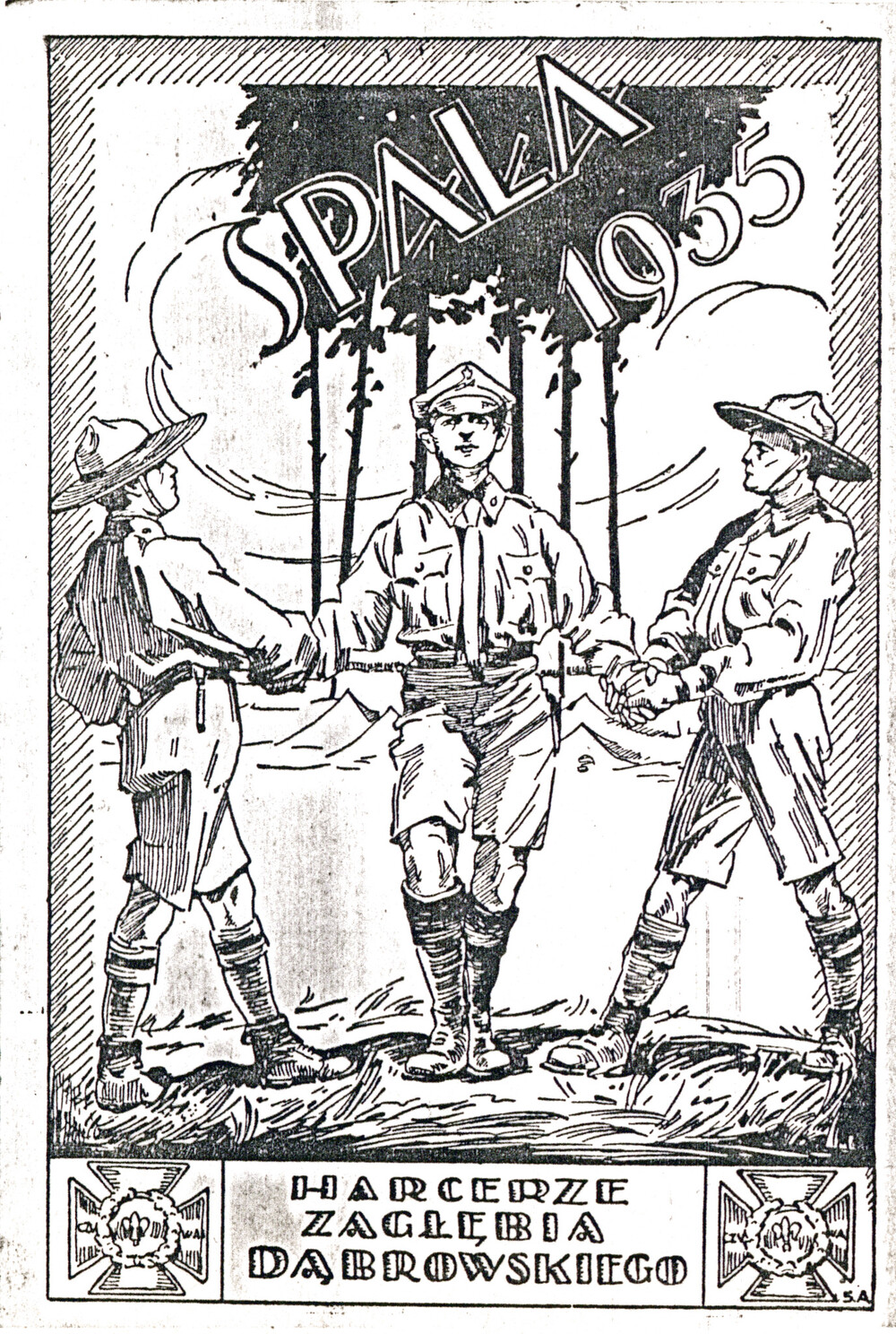 Pocztówka wydana przez 1 ZDH przy okazji zlotu w Spale, 1935 r., możliwy autor: L. Adamiecki (IPN Ka 454/194, t. 2)
