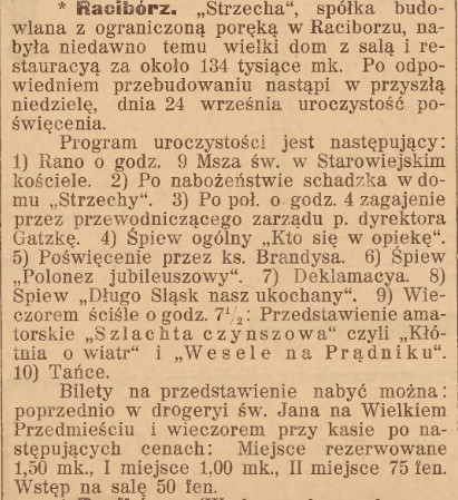 Informacja o nadchodzącym otwarciu „Strzechy” („Nowiny” nr 24, 1911).