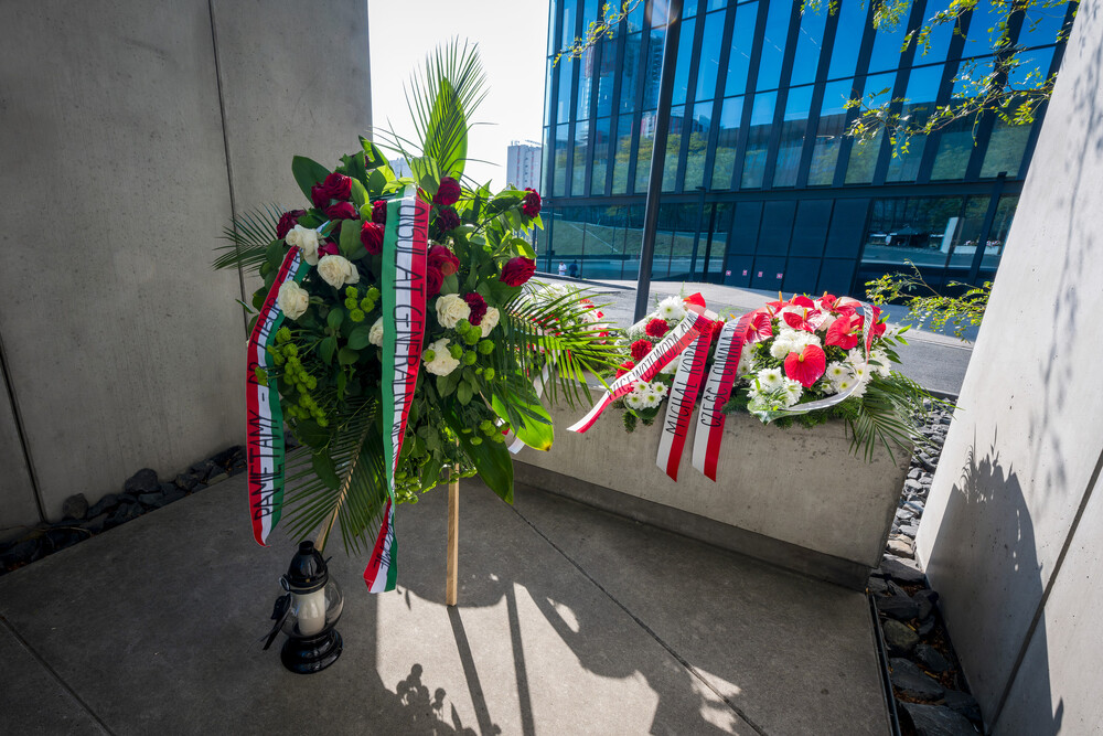 Uroczystość pod pomnikiem Henryka Sławika i Józsefa Antalla w Katowicach – 18 września 2024. Fot.: IPN K. Łojko