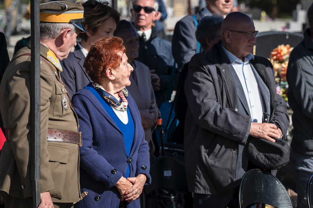 Uroczystość odsłonięcia odnowionego nagrobka ppłk. pil. Karola Pniaka, zasłużonego asa myśliwskiego II wojny światowej – Jaworzno, 8 październik 2024. Fot.: IPN K. Łojko