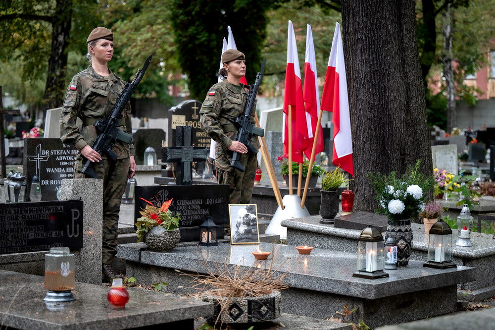 Uroczystość oznaczenia grobu śp. Tadeusza Szumańskiego znakiem pamięci „Grób weterana walk o wolności niepodległość Polski” – Katowice, 9 października 2024. Fot.: IPN K. Łojko