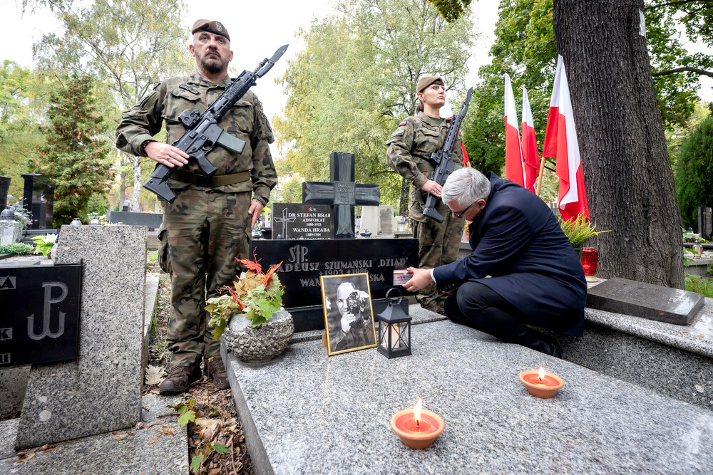 Uroczystość oznaczenia grobu śp. Tadeusza Szumańskiego znakiem pamięci „Grób weterana walk o wolności niepodległość Polski” – Katowice, 9 października 2024. Fot.: IPN K. Łojko