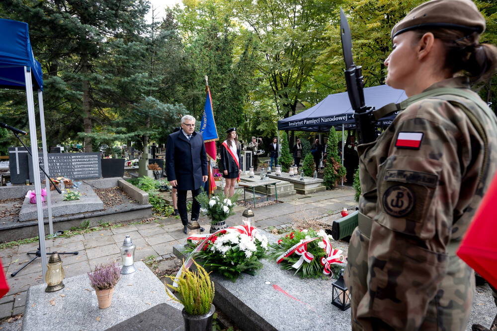 Uroczystość oznaczenia grobu śp. Tadeusza Szumańskiego znakiem pamięci „Grób weterana walk o wolności niepodległość Polski” – Katowice, 9 października 2024. Fot.: IPN K. Łojko