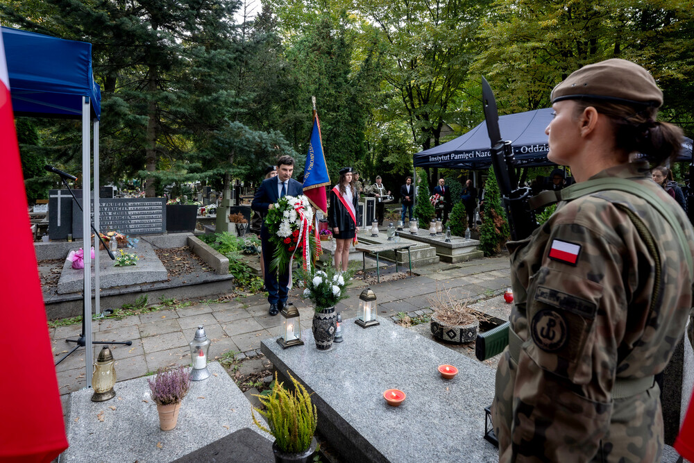 Uroczystość oznaczenia grobu śp. Tadeusza Szumańskiego znakiem pamięci „Grób weterana walk o wolności niepodległość Polski” – Katowice, 9 października 2024. Fot.: IPN K. Łojko
