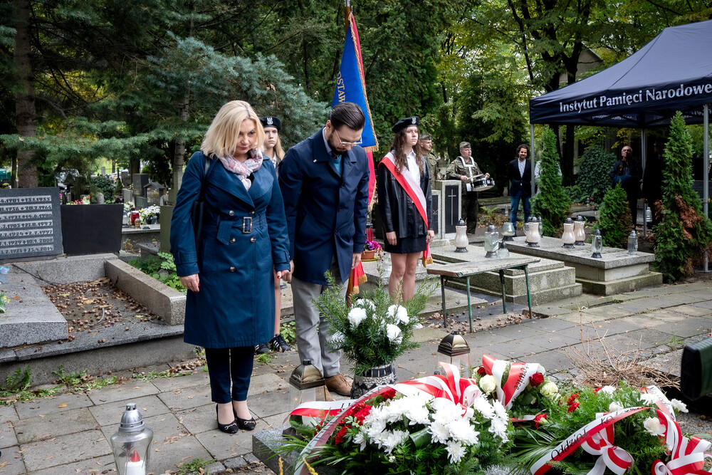 Uroczystość oznaczenia grobu śp. Tadeusza Szumańskiego znakiem pamięci „Grób weterana walk o wolności niepodległość Polski” – Katowice, 9 października 2024. Fot.: IPN K. Łojko