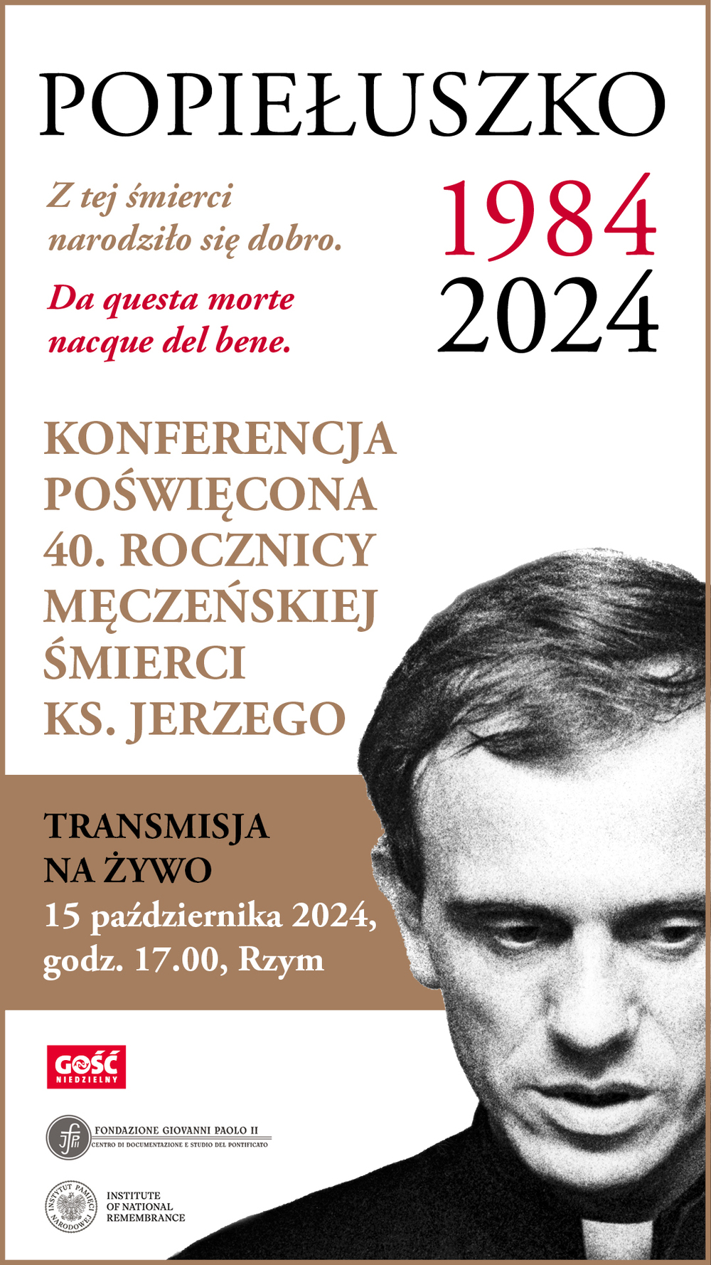 Konferencja "Da questa morte nacque del bene” – „Z tej śmierci narodziło się dobro” – Rzym, 15 października 2024