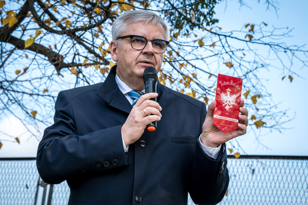 Uroczystość oznaczenia znakiem pamięci „Tobie Polsko” grobu powstańca śląskiego śp. Jana Bramowskiego – Nakło Śląskie, 28 października 2024. Fot.: IPN K. Łojko