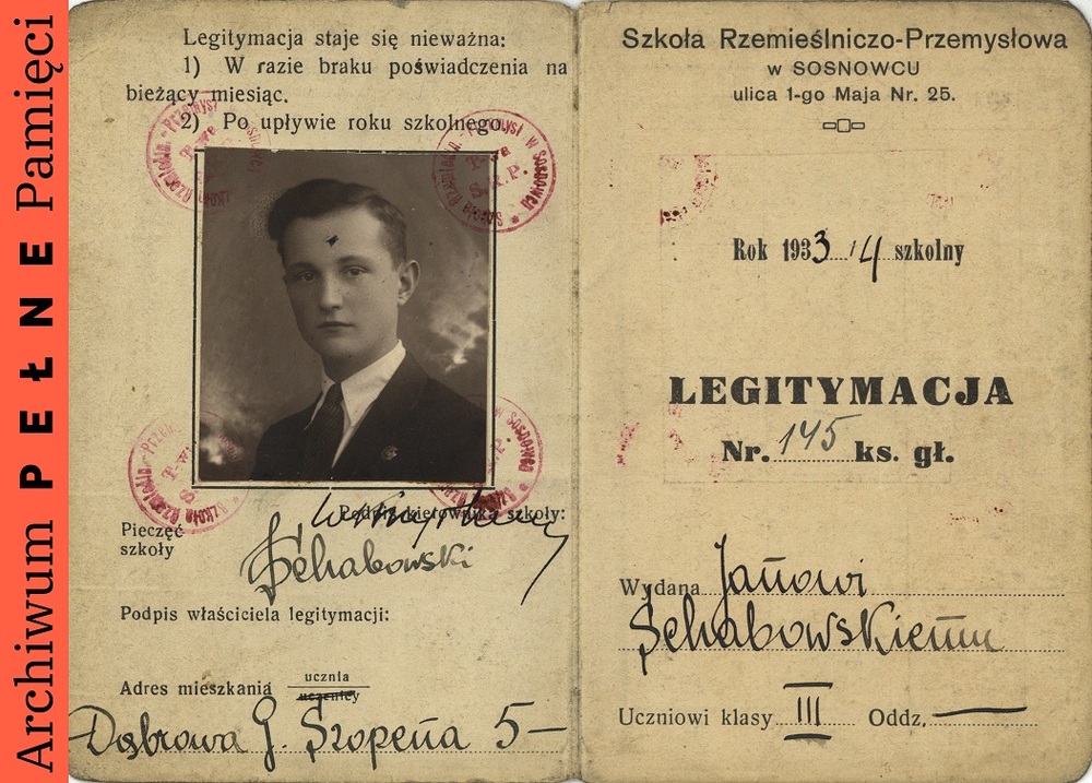 Legitymacja szkolna Jana Schabowskiego, IPN Ka 454/194, t. 1