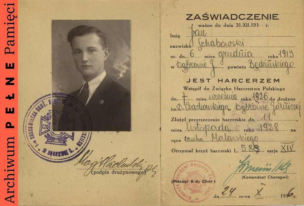 Książeczka służbowa ZHP, należąca do Jana Schabowskiego, IPN Ka 454/194, t. 1