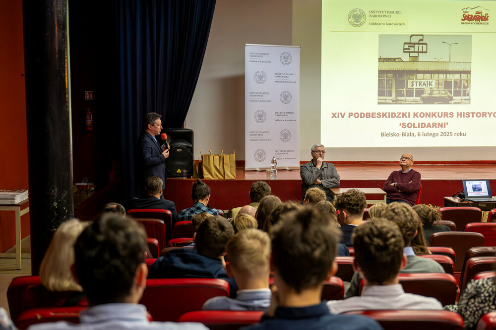 Finał XIV Podbeskidzkiego Konkursu Historycznego „Solidarni” – Bielsko-Biała, 6 luty 2025. Fot.: IPN Krzysztof Łojko