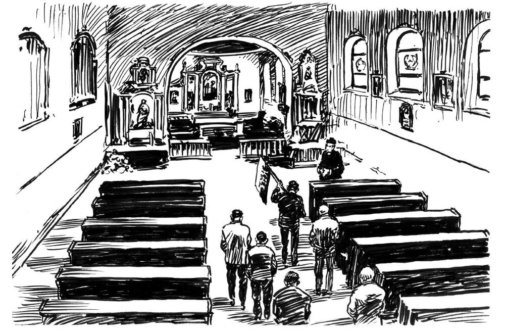 Ilustracja Jerzego Ozgi z broszury edukacyjnej autorstwa Adama Grymana „Tajne Harcerstwo Krajowe-Szeregi Wolności”. Mat. IPN