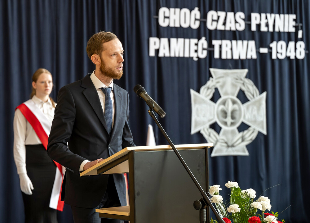 Upamiętnienie młodzieżowej organizacji antykomunistycznej „Tajne Harcerstwo Krajowe – Szeregi Wolności“ – Lędziny, 14 marca 2025. Fot.: IPN Krzysztof Łojko