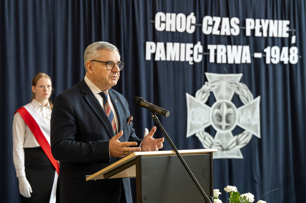 Upamiętnienie młodzieżowej organizacji antykomunistycznej „Tajne Harcerstwo Krajowe – Szeregi Wolności“ – Lędziny, 14 marca 2025. Fot.: IPN Krzysztof Łojko