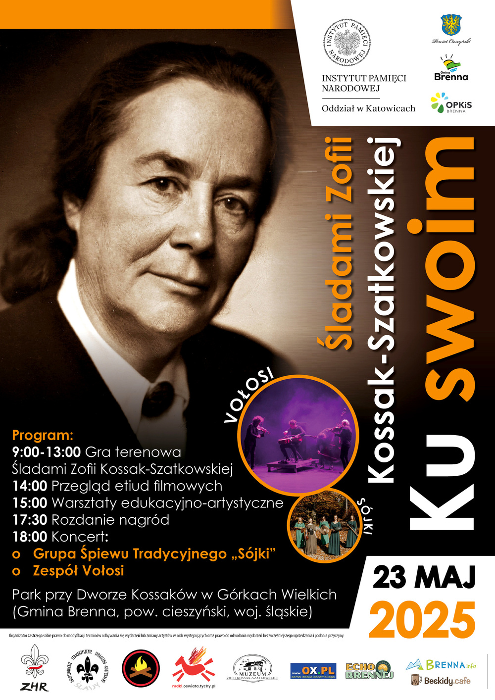 Zaproszenie na zlot młodzieży szkolnej pt. "Ku swoim. Śladami Zofii Kossak-Szatkowskiej" – Górki Wielkie, 23 maja 2025