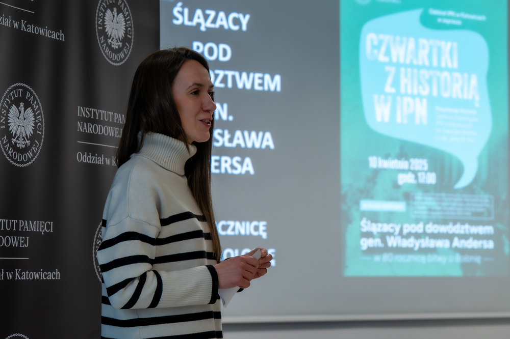 Spotkanie „Ślązacy pod dowództwem gen. Władysława Andersa - w 80. rocznicę bitwy o Bolonię" w ramach projektu „Czwartki z historią” – Katowice, 10 kwietnia 2025. Fot.: IPN Krzysztof Łojko