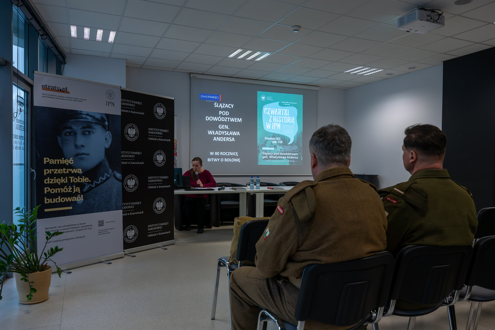 Spotkanie „Ślązacy pod dowództwem gen. Władysława Andersa - w 80. rocznicę bitwy o Bolonię" w ramach projektu „Czwartki z historią” – Katowice, 10 kwietnia 2025. Fot.: IPN Krzysztof Łojko