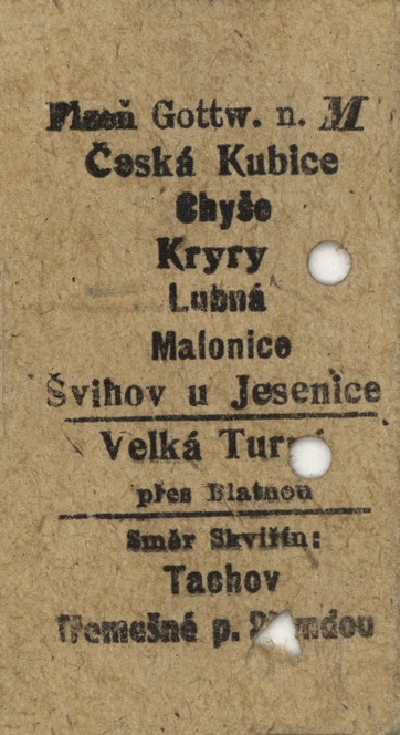 Bilet do miejscowości Česká Kubice (IPN Ka 913/101)