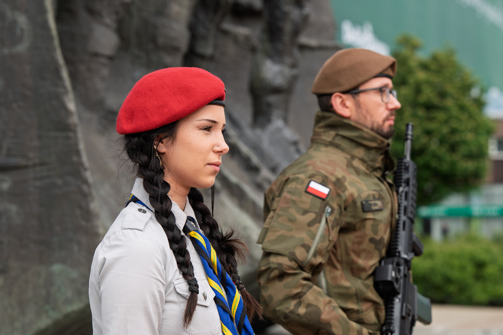 Upamiętnienie 80. rocznicy zakończenia II wojny światowej pod Pomnikiem Harcerzy Września w Katowicach. Fot.: IPN Krzysztof Łojko