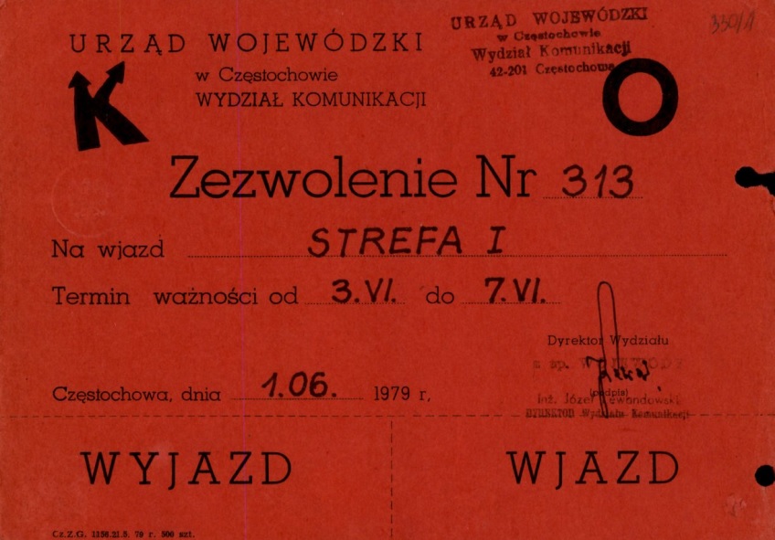 Przepustka na czas pobytu papieża w Częstochowie (IPN Ka 010/49, t. 9)