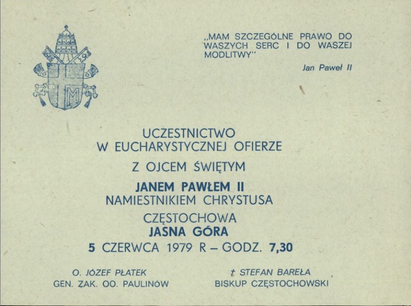 Wejściówka na spotkanie z papieżem w Częstochowie (IPN Ka 010/49, t. 9)