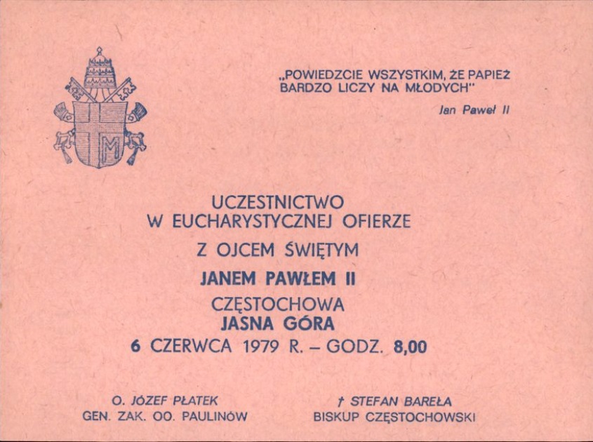 Wejściówka na spotkanie z papieżem w Częstochowie (IPN Ka 010/49, t. 9)