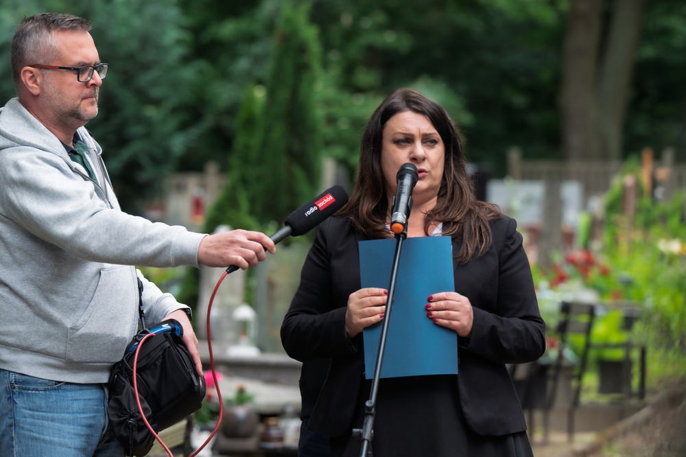 Uroczystość oznaczenia grobów weteranów trzeciego powstania śląskiego śp. Stanisława Brzozowskiego i śp. Franciszka Zandera znakiem pamięci „Tobie Polsko”. Fot.: IPN Krzysztof Łojko