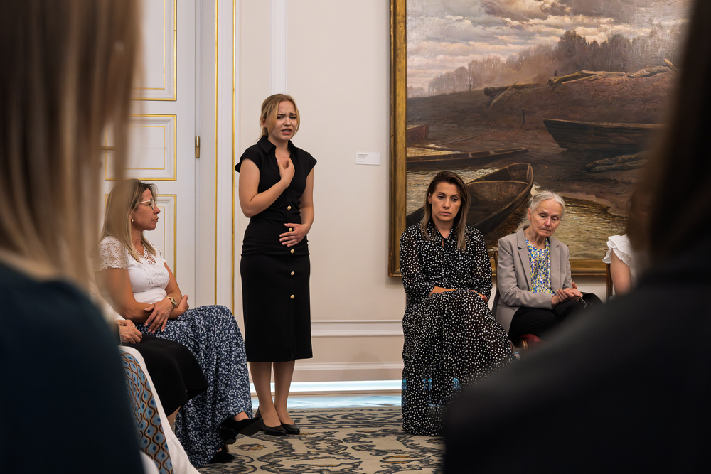 Relacja z wizyty laureatów XI edycji Konkursu "W kręgu poezji i prozy lagrowej więźniarek FKL Ravensbrück im. Wandy Półtawskiej” w Belwederze. Fot.: IPN Krzysztof Łojko