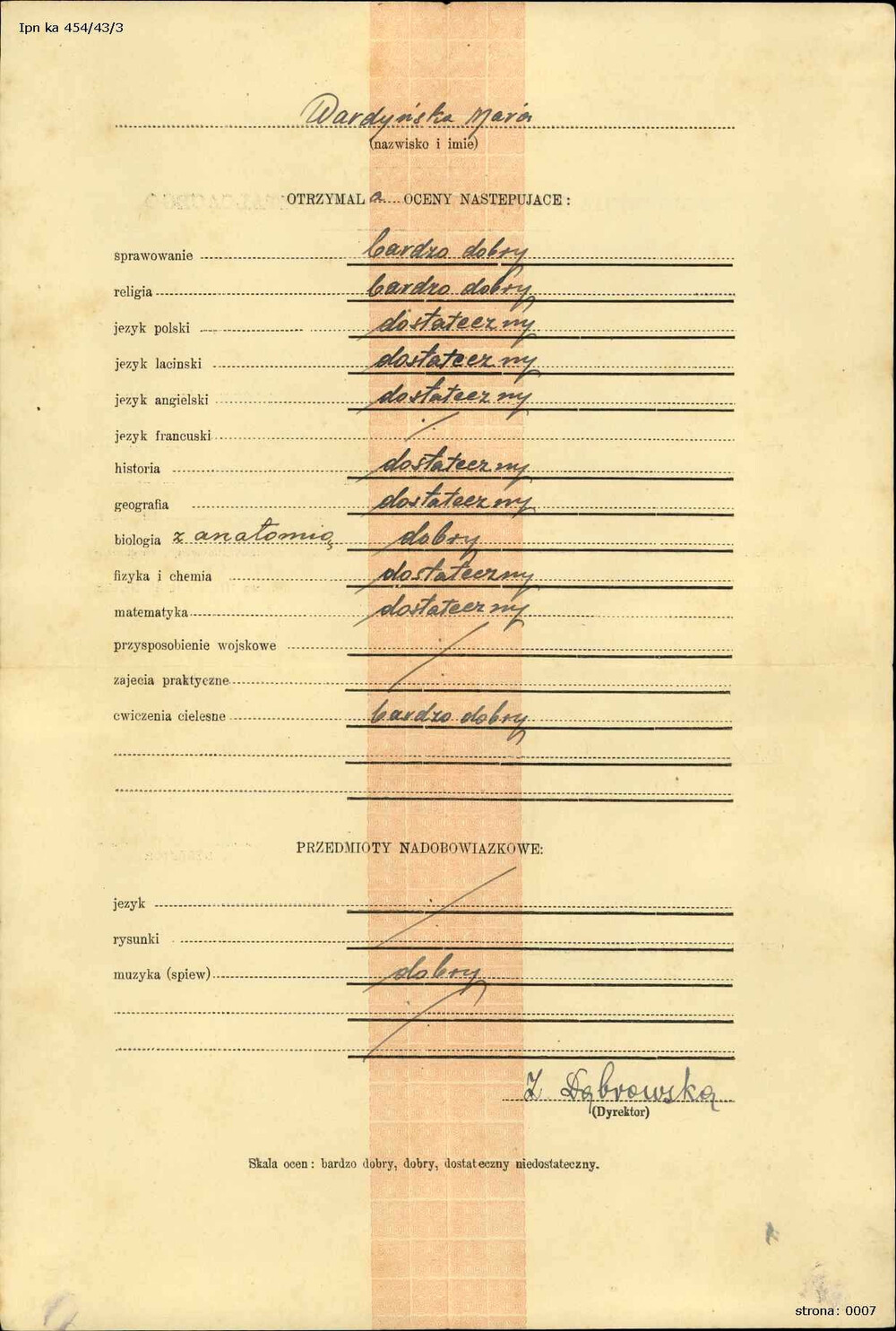 Świadectwo Marii Wardyńskiej z okresu pobytu rodziny w Teheranie. Po układzie Sikorski-Majski z lipca 1941 r. Wardyńscy wydostali się z zesłania w Kustanaj i w pierwszym etapie podróży osiedlili się w Teheranie (IPN Ka 454/43, t. 3)