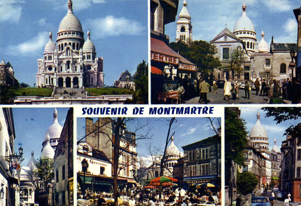 Montmartre w Paryżu: bazylika Sacré-Coeur, kościół św. Piotra, ulica Chevalier de la Barre, Place du Tertre, ulica Norvins, 1968 r. (wyd. Chantal, Paryż; IPN Ka 014/456, t. 1)