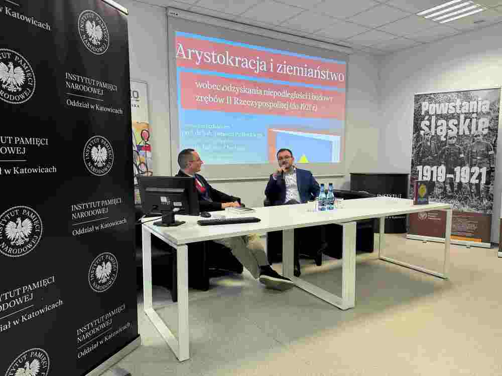 Spotkanie wokół książki „Arystokracja i ziemiaństwo wobec odzyskania niepodległości i budowy zrębów II Rzeczypospolitej (do 1921 r.)“ w Przystanku Historia w Katowicach, 30 września 2025. Fot.: IPN