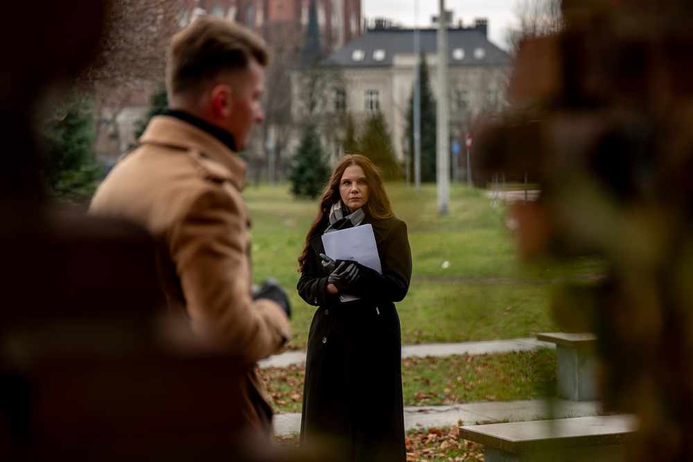 Zdjęcia zakulisowe filmu Niemcy zamknęli tu 50 tysięcy ludzi... Fot.: IPN Krzysztof Łojko