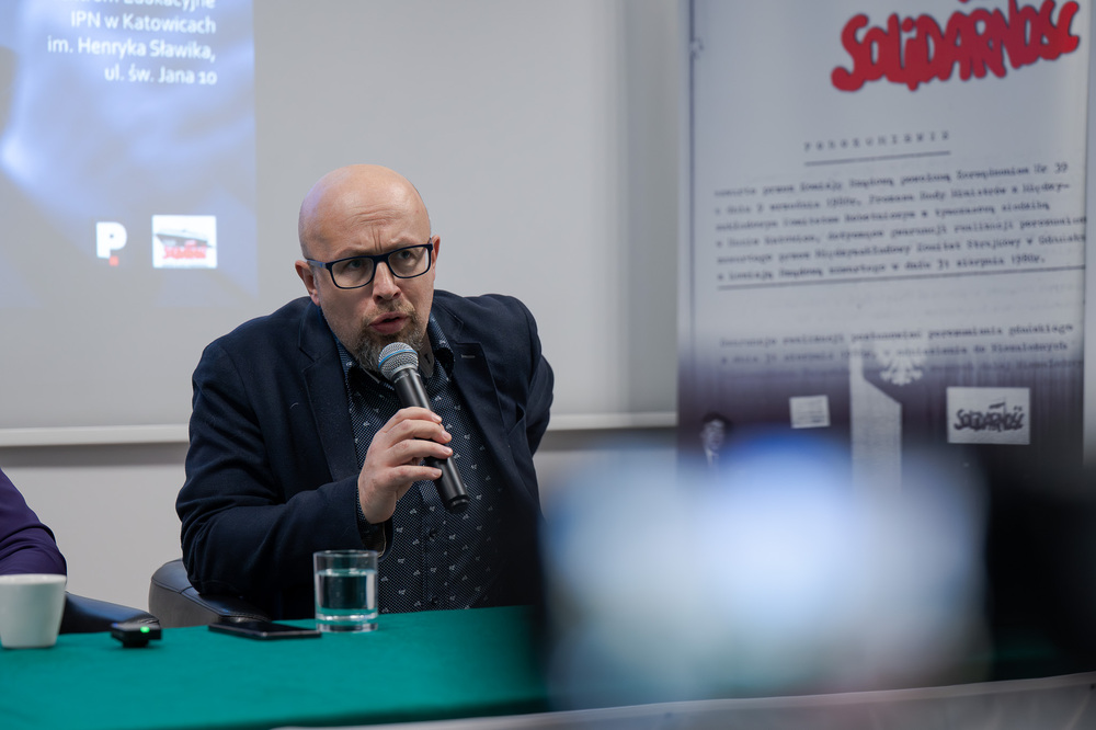 Andrzej Rozpłochowski bohaterem drugiego spotkania w ramach cyklu 45 lat „Solidarności" Śląsko-Dąbrowskiej – ludzie i struktury. Fot.: IPN Krzysztof Łojko